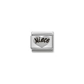 Nomination COMPOSABLE CLASSIC OXIDIERTE SYMBOLE aus Edelstahl, mit 925er Silber verziert, (16_Herz NIECE)
